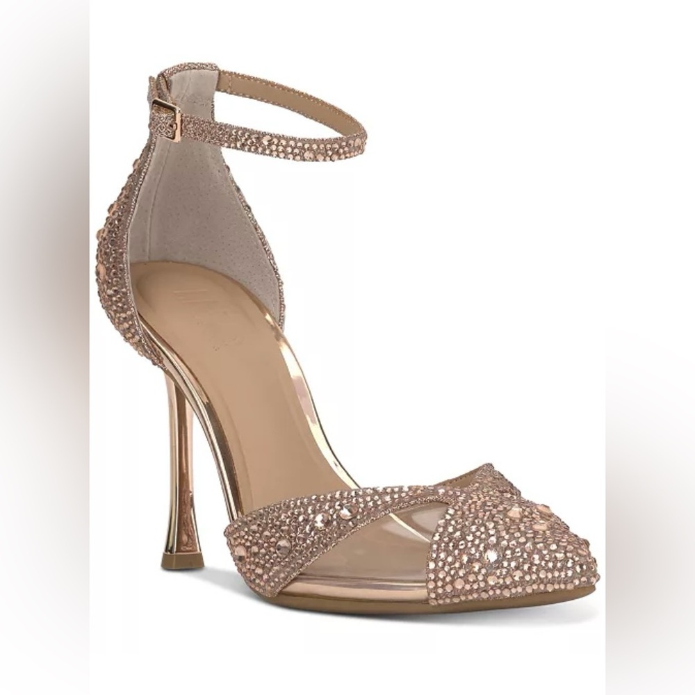 INC International Concepts Tan Heels with Crystal Embellishments